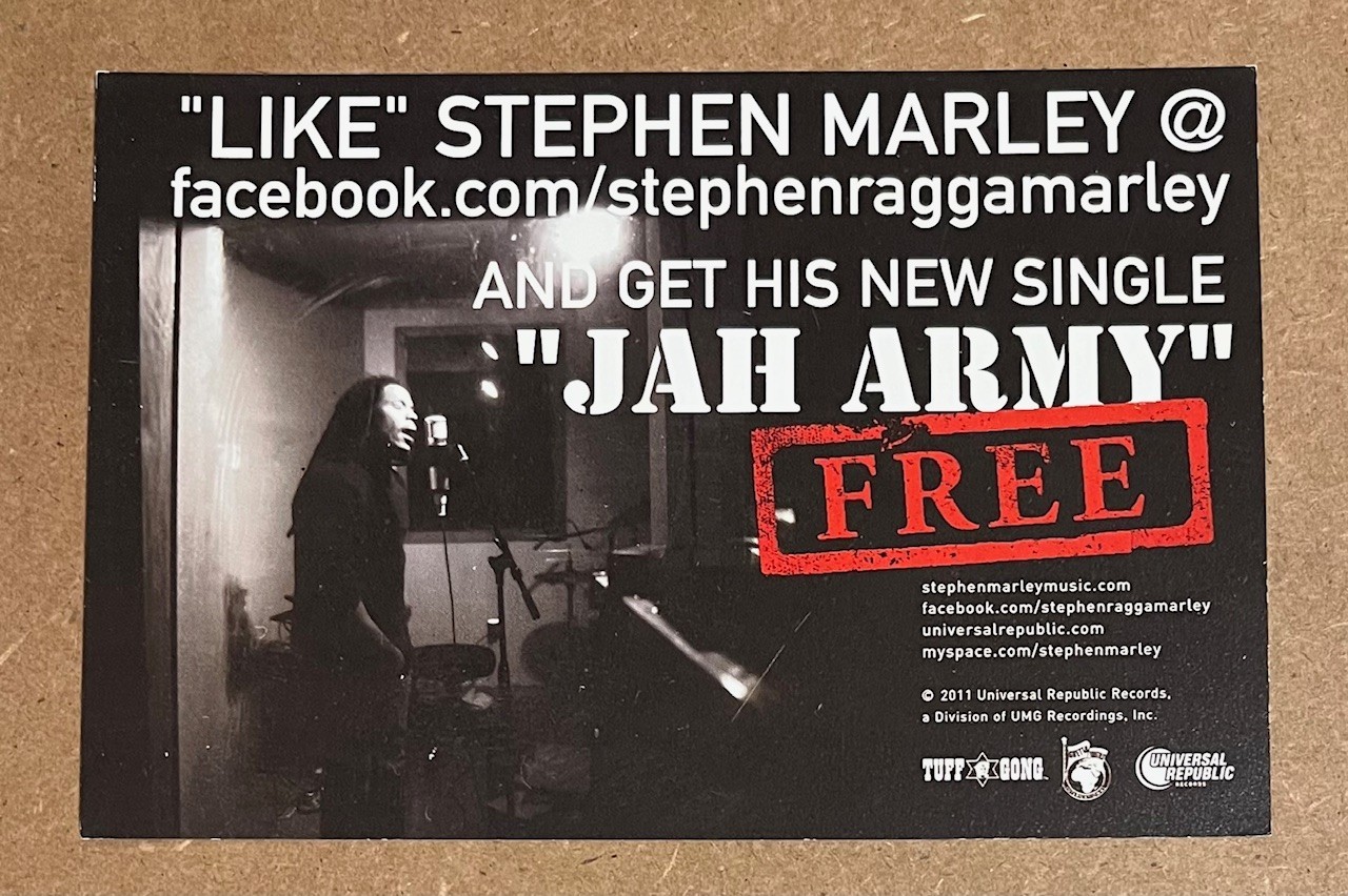 Stephen Marley - Jah Army RARE promo collectible card '11