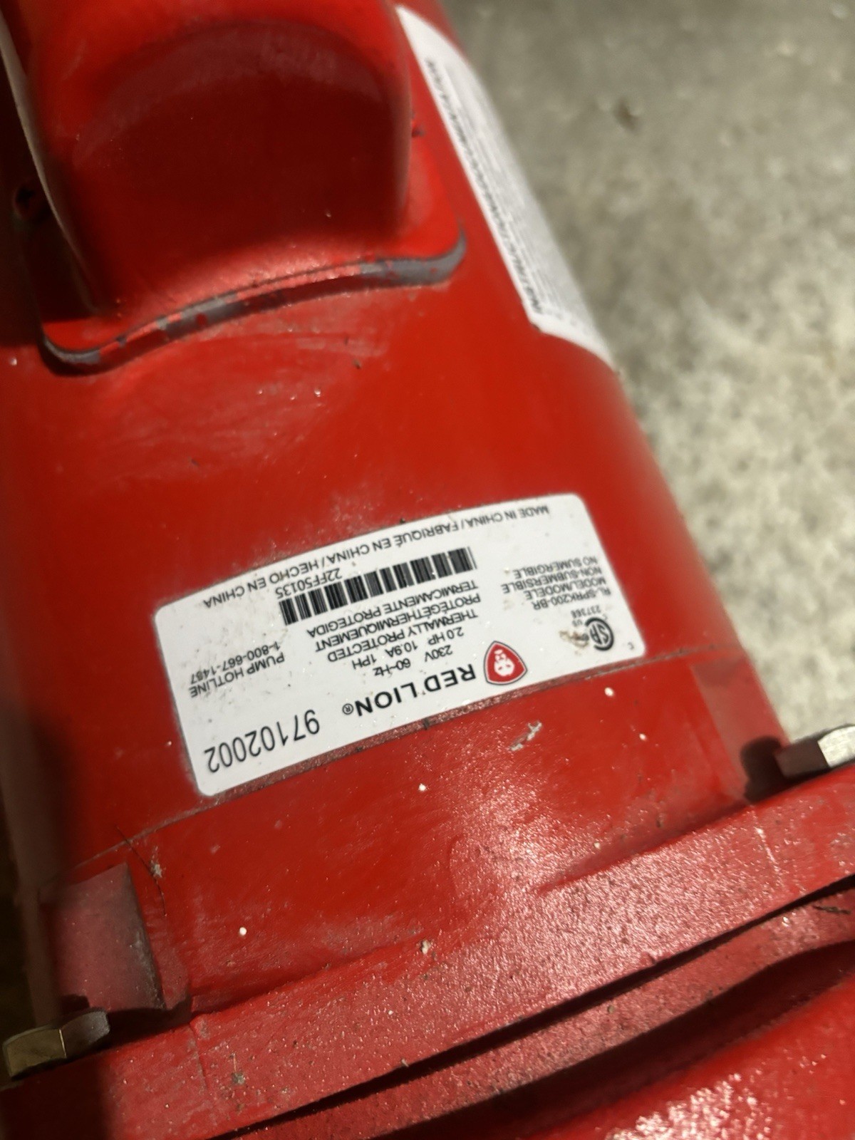 Red Lion Sprinkler Pump RL-SPRK200-BR Sprinkler Pump 2.0 HP *UNTESTED*