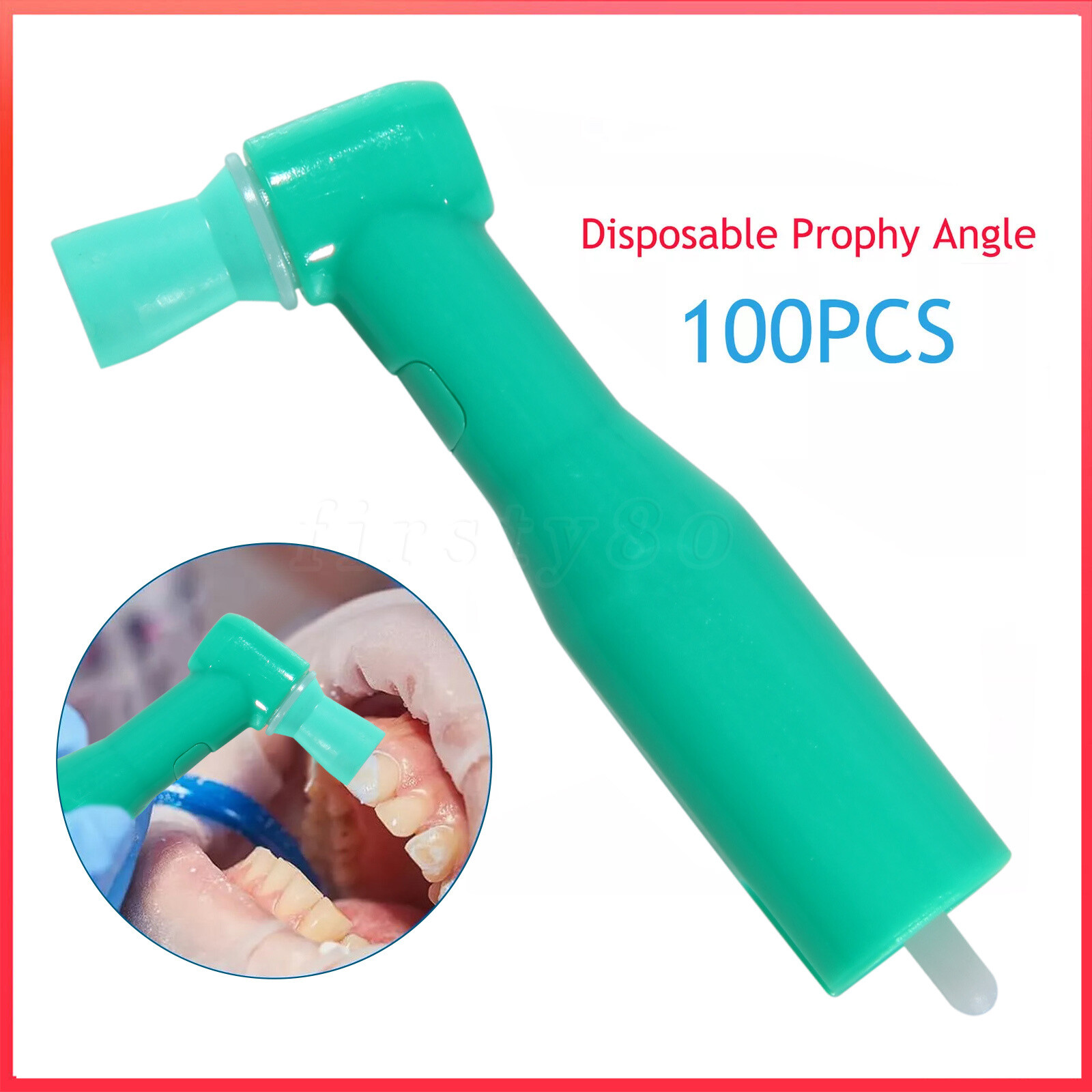 100 -500 Dental Disposable Prophy Angles Firm / Soft Cups Contra Angle 105°