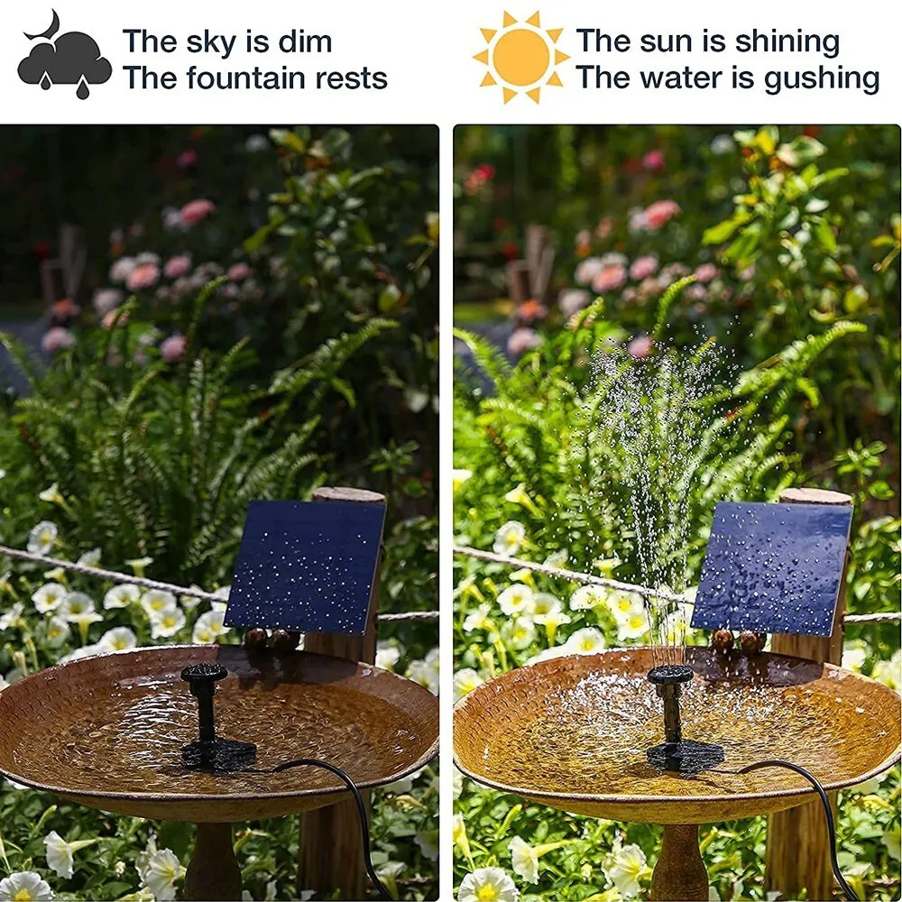 Solar Fountain Submersible Floating Water Pump Bird Bath Pond Garden Decor