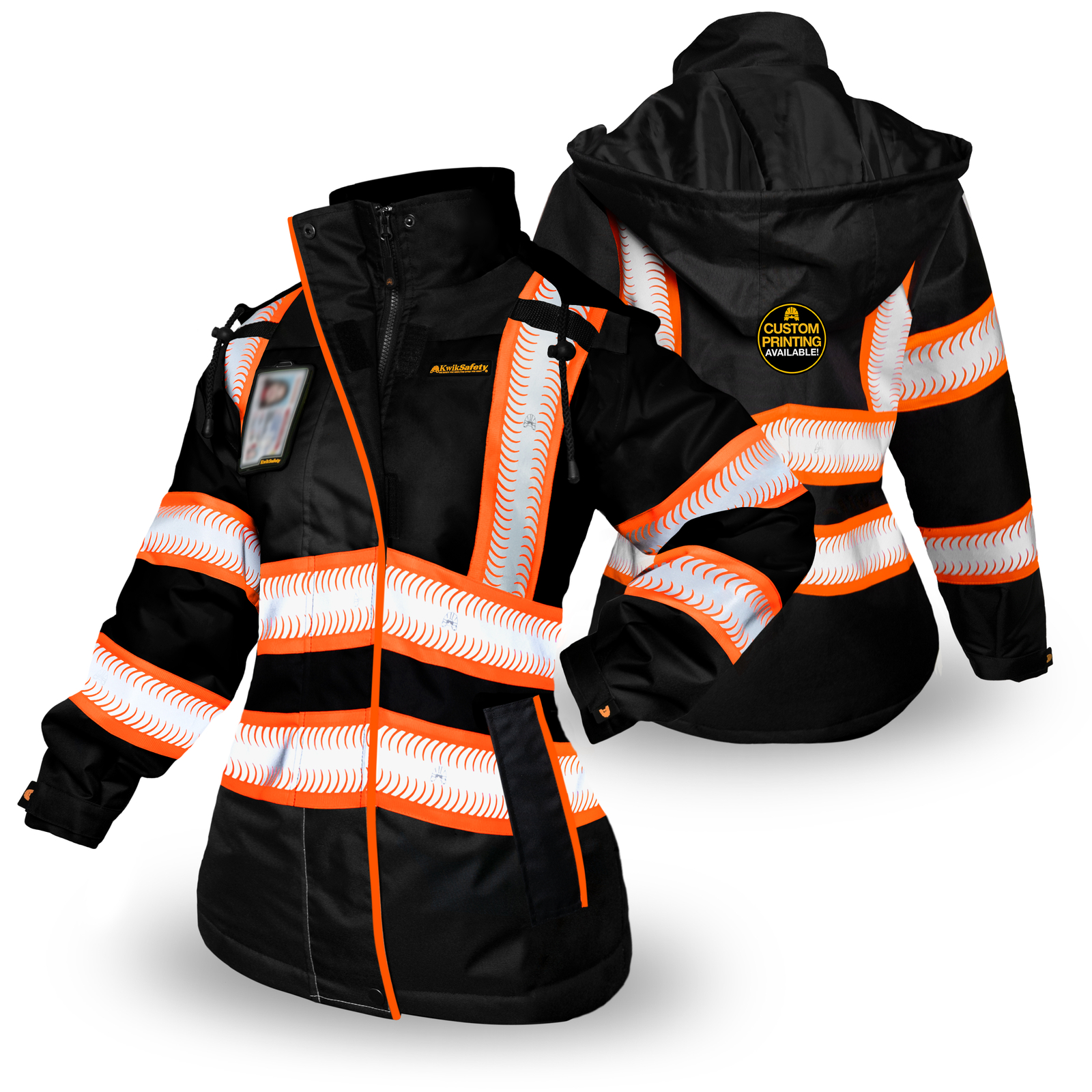 KwikSafety BLACK BOMBSHELL Bomber Safety Jacket for Women