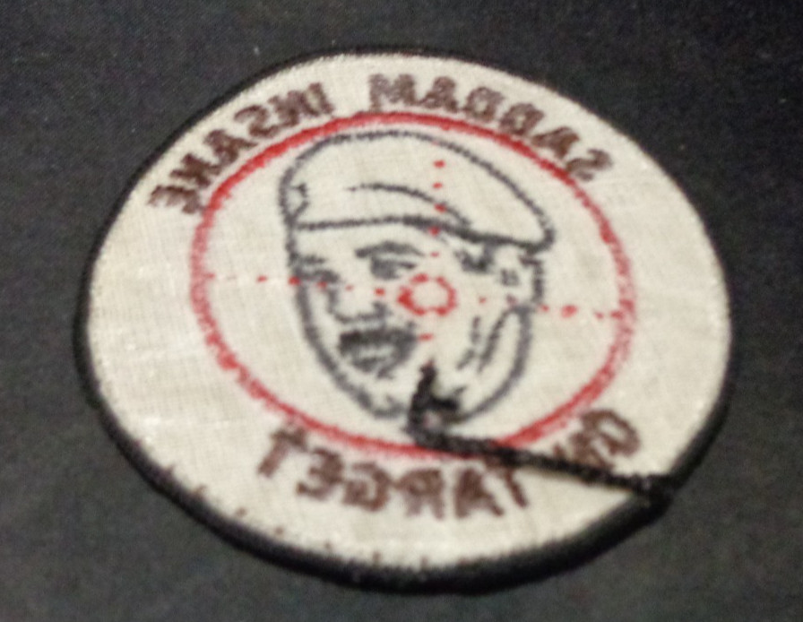 VTG Saddam Insane Hussein On Target Gag Gulf War Desert Storm 1991 Patch ROUND
