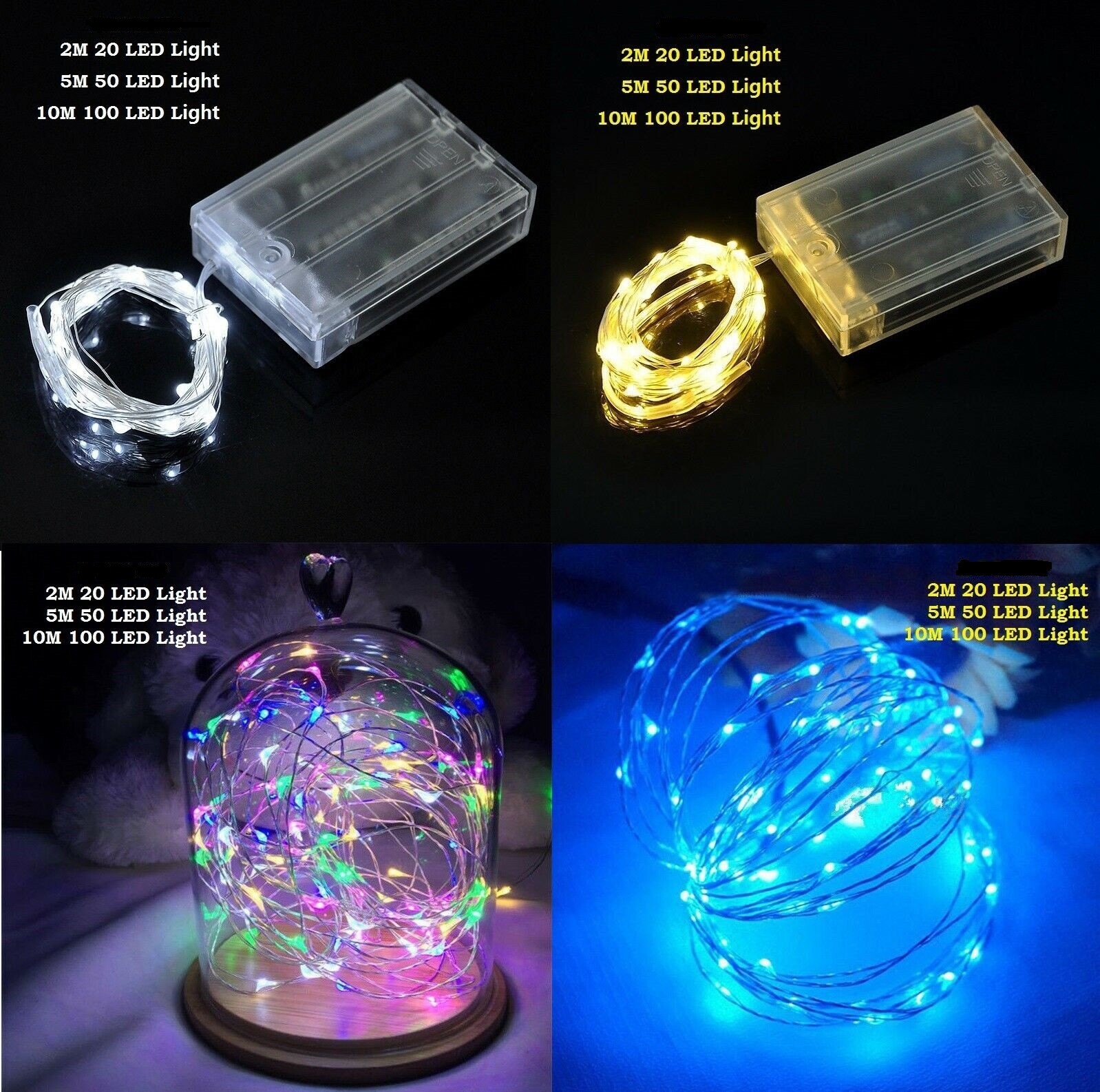 20//50/100 LED String Fairy Lights Copper Wire Battery Powered Waterproof New US
