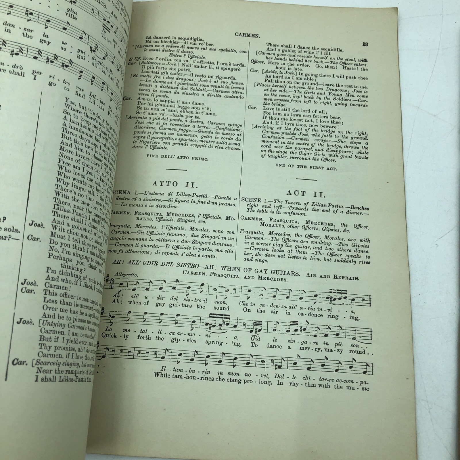 Grand Opera Librettos Program Lot 5 - Mona, Carmen, Lake, La Tosca, Rigoletto