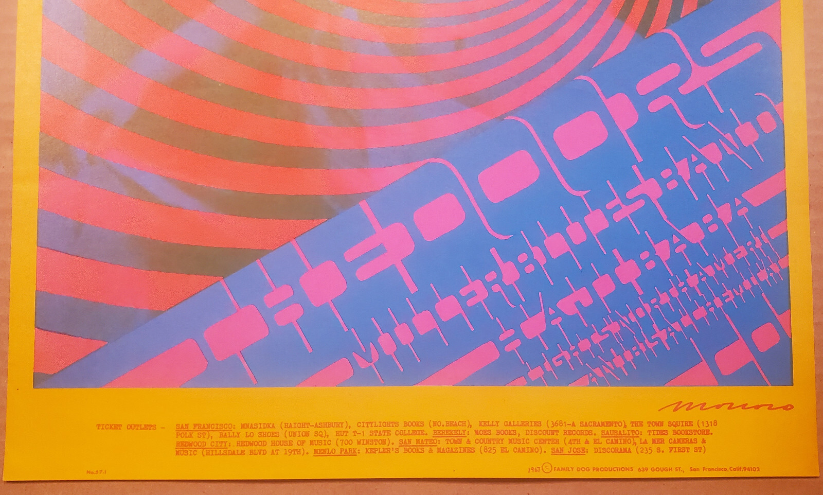 Vintage AVALON BALLROOM PSYCHEDELIC ROCK POSTER 1967 The Doors Steve Miller
