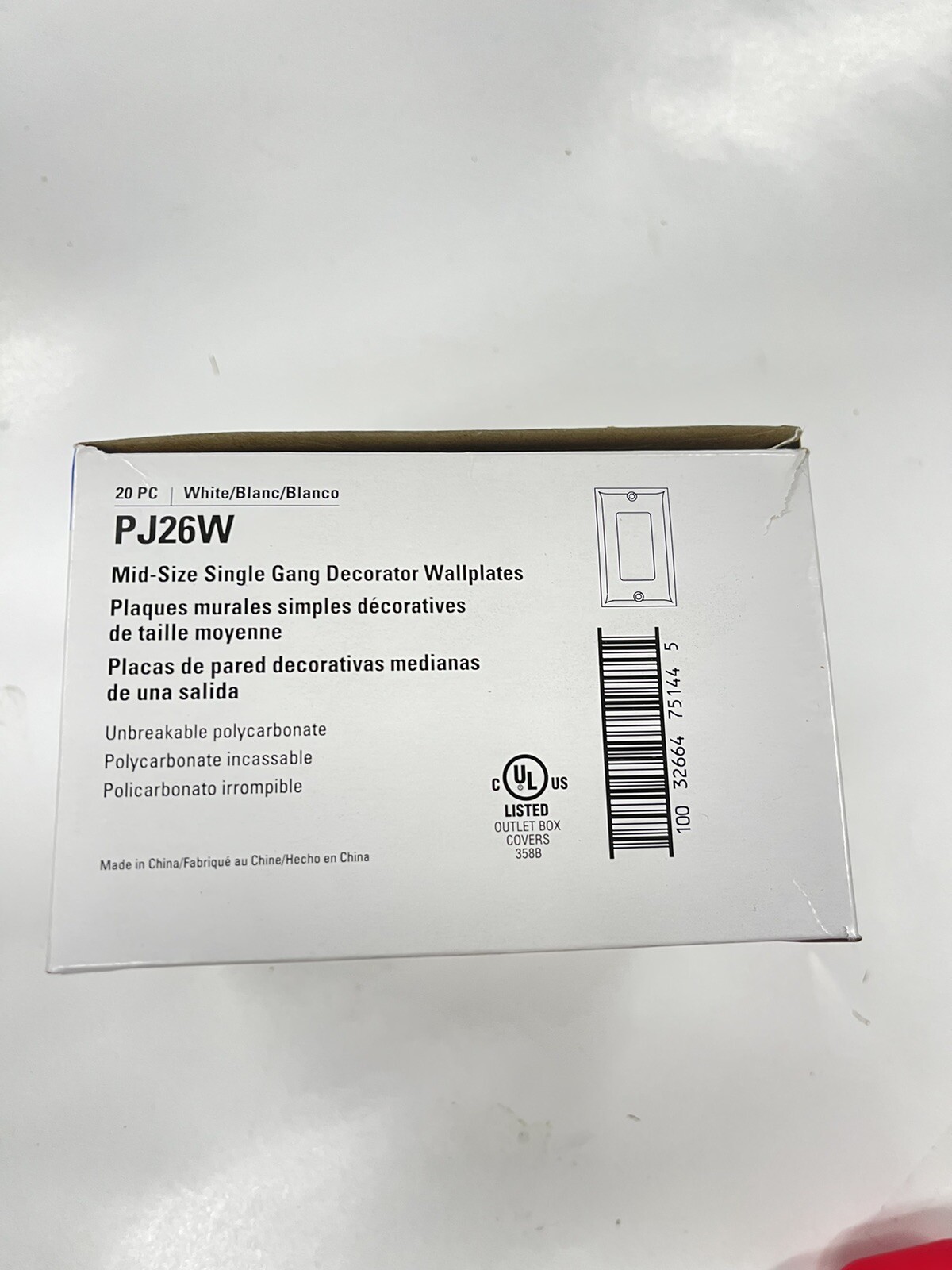 Case of 200 Eaton White 1G UNBREAKABLE Mid-Size Wallplates GFI GFCI Cover PJ26W