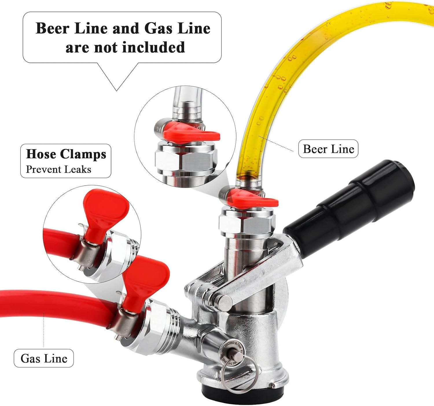 Keg Coupler 304 Stainless Steel Probe Sankey Keg Coupler D System Keg Tap for Ke