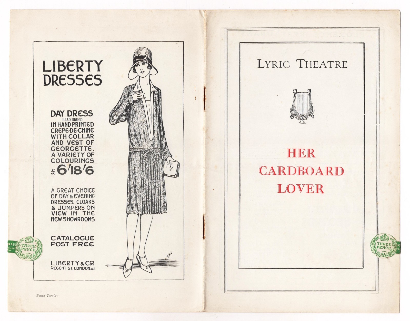 Tallulah Bankhead "HER CARDBOARD LOVER" Leslie Howard 1928 London Playbill