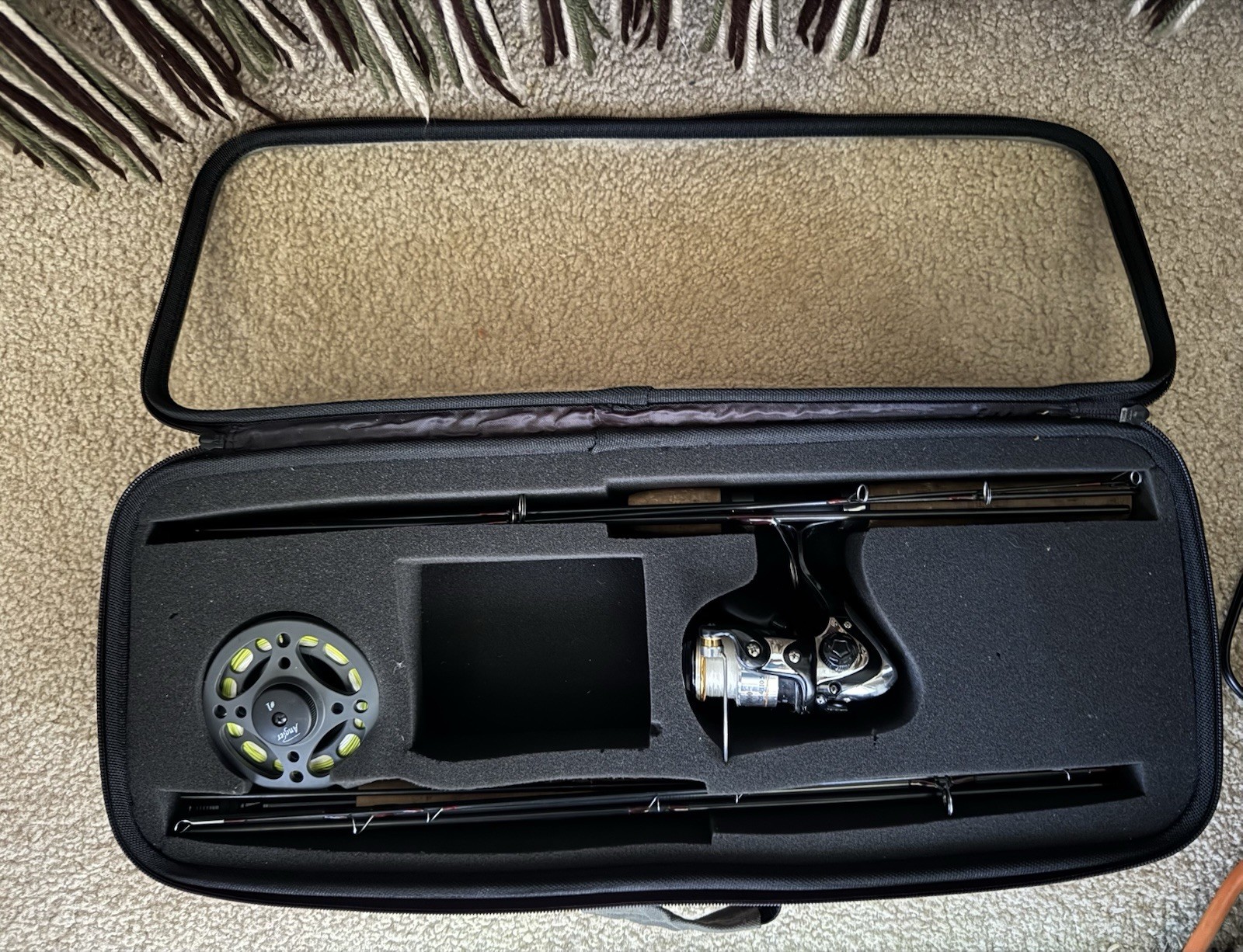 L.L.Bean Black Fishing Rod & Reel Combo with Case