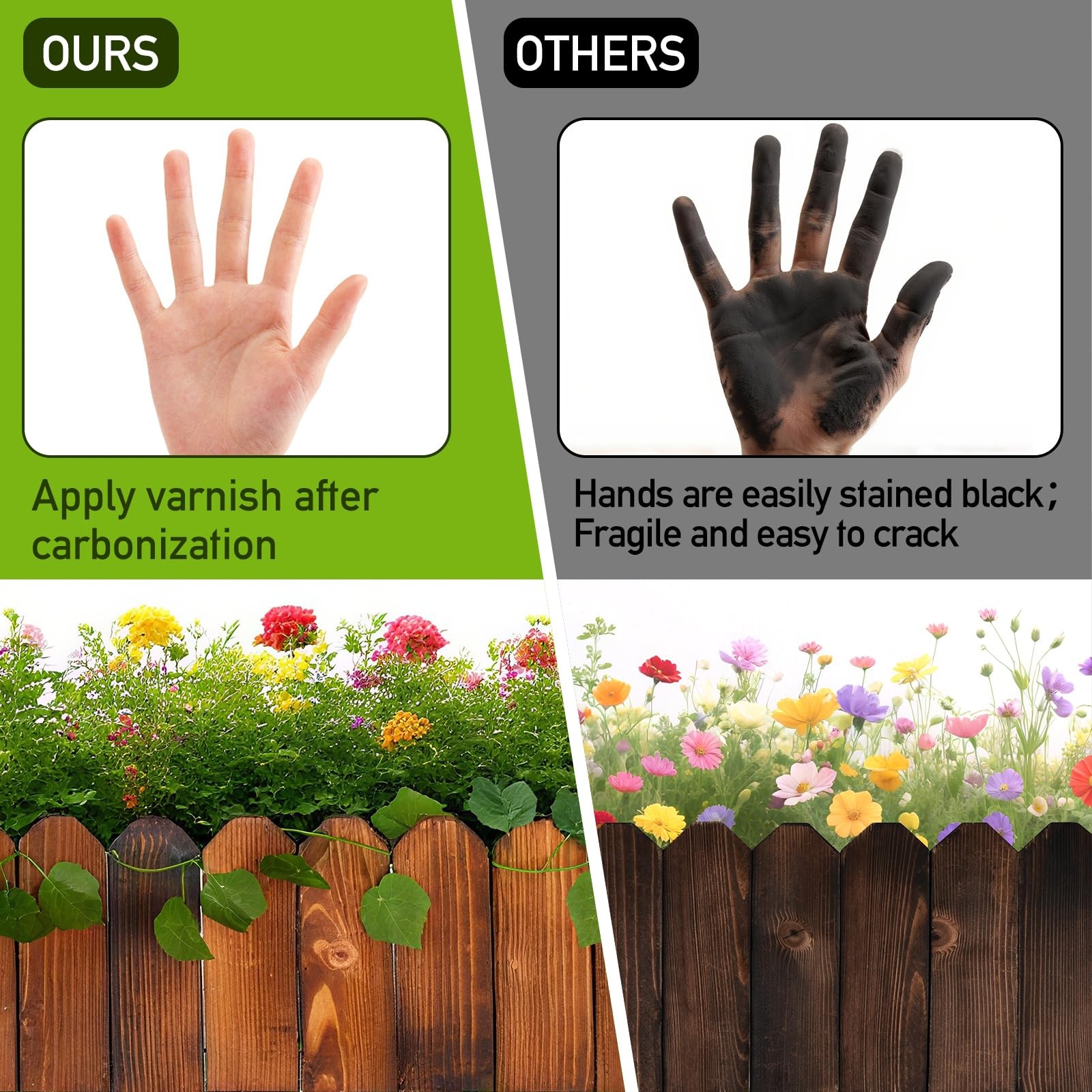 Wood Garden Fence Border Flower Bed Edging for Landscaping, Small Planting Tr...