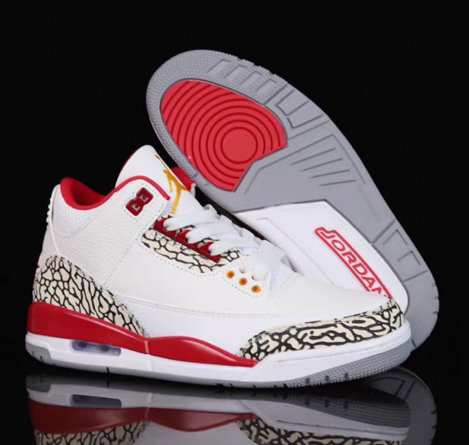 Men's Jordan 3 "Cardinal Red" Retro Mid Top Basketball Shoes Us Size7-12