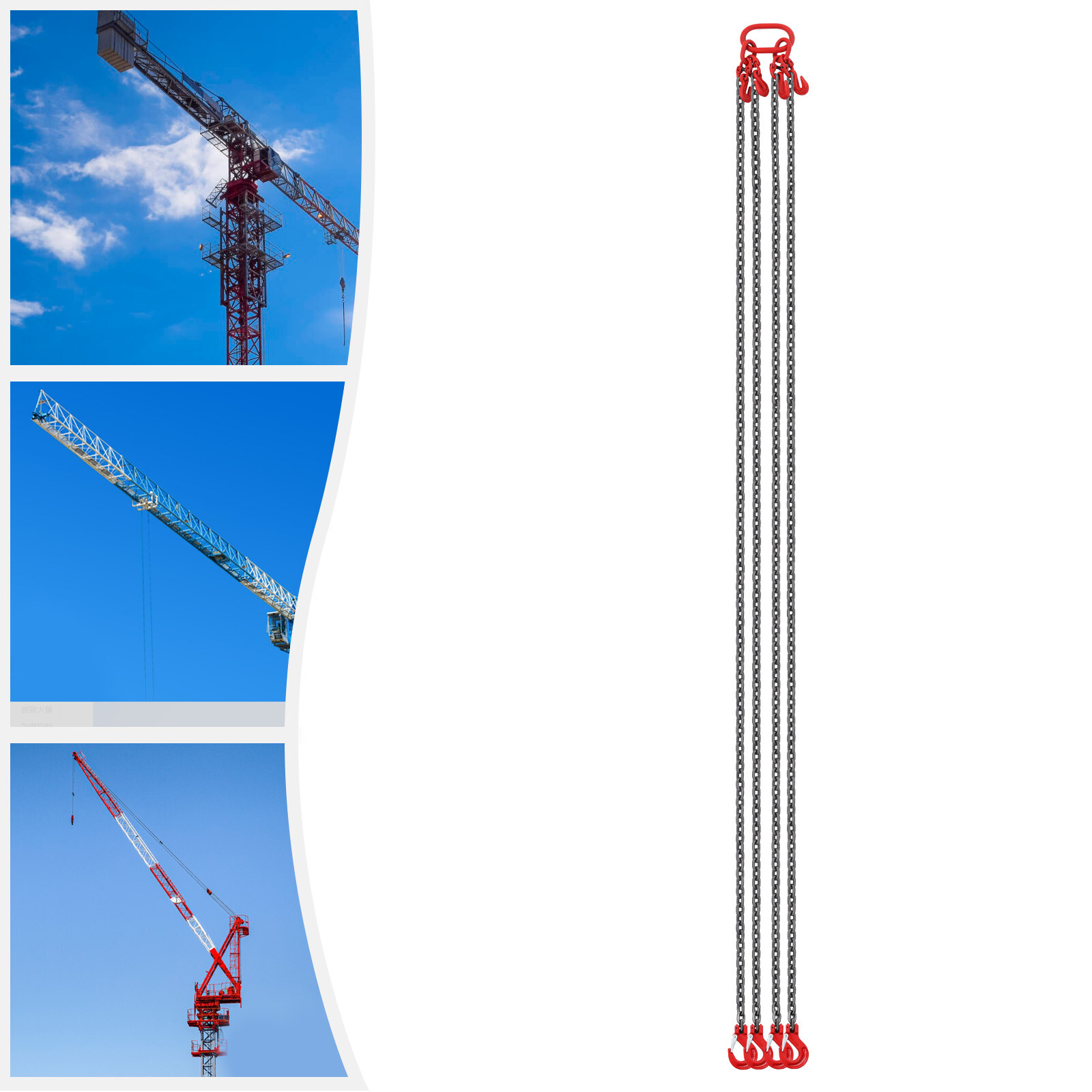 5 Ton/11023.11lbs Chain Sling Adjustable Length Lifting Chains w/Legs Grab Hook