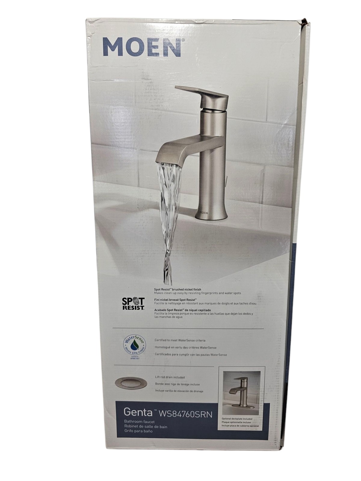 MOEN Genta Single Hole Single-Handle Bathroom Faucet Spot Resist Brushed Nickel