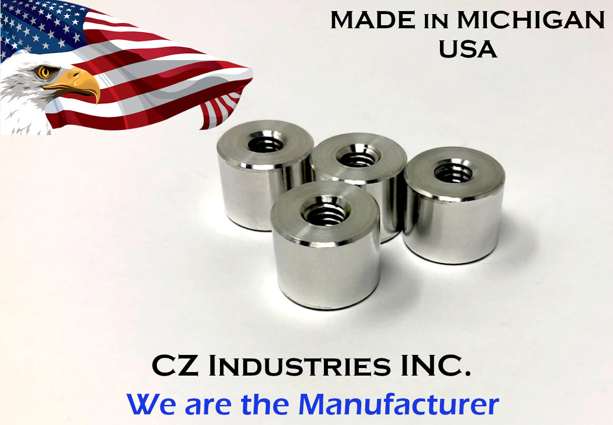 5/16-18, 5/16 - 18 / 0.6" LONG 6061T6 ALUMINUM WELD ON BUNGS QTY: 4 / STAND-OFF