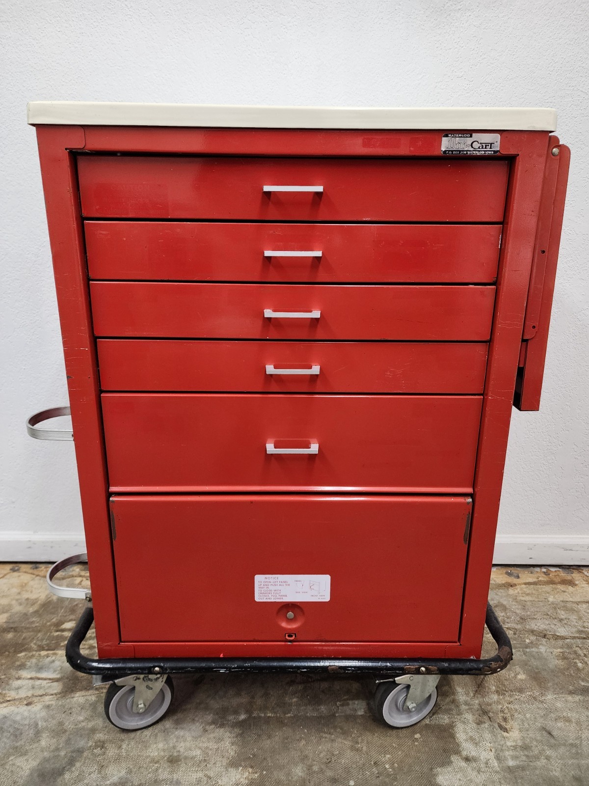 Waterloo Uni-Cart Medical Lab Mobile Storage Cart 6 Locking Drawers Tool Box