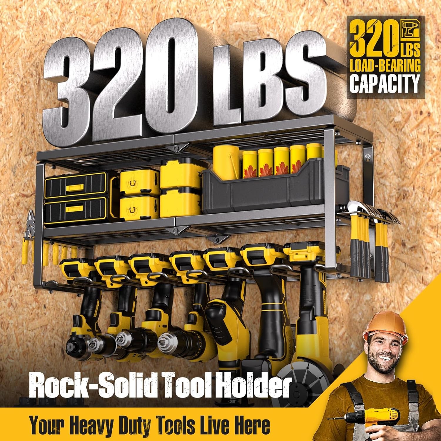 Power Tool Organizer Wall Mounted Power Tool Rack for Cordless Drill Storage