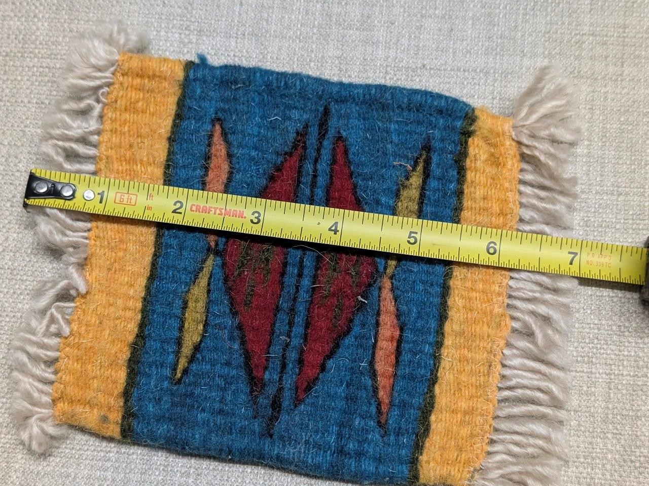vintage NATIVE AMERICAN handcrafted WOOL woven trivets COASTERS southwestern