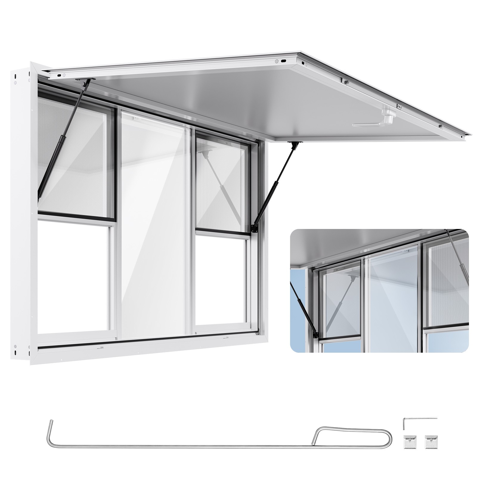 VEVOR 60x36in Concession Stand Serving Window Food Truck Service Awning Aluminum