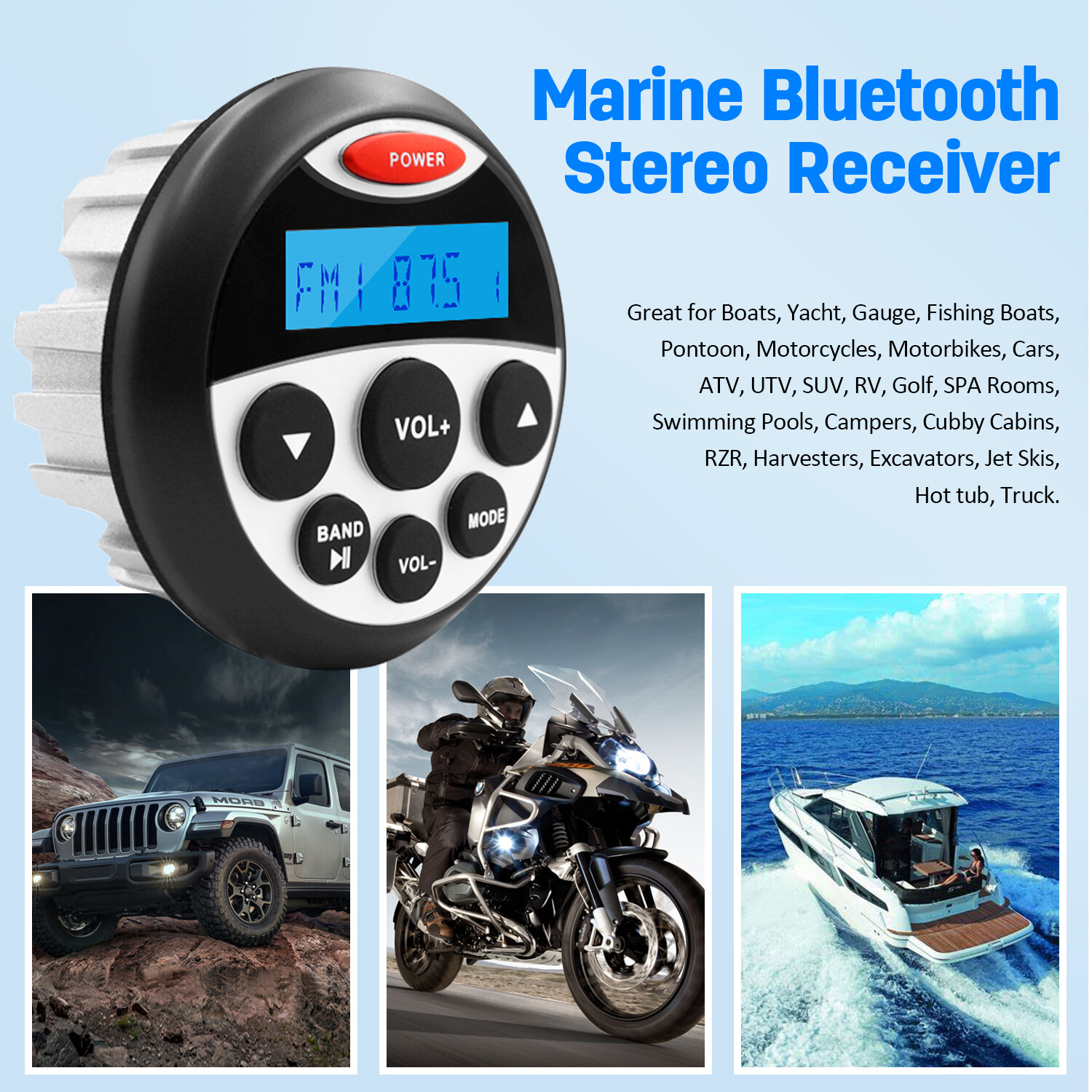 Marine Radio Bluetooth Stereo Digital Media System Receiver for Yacht Boat