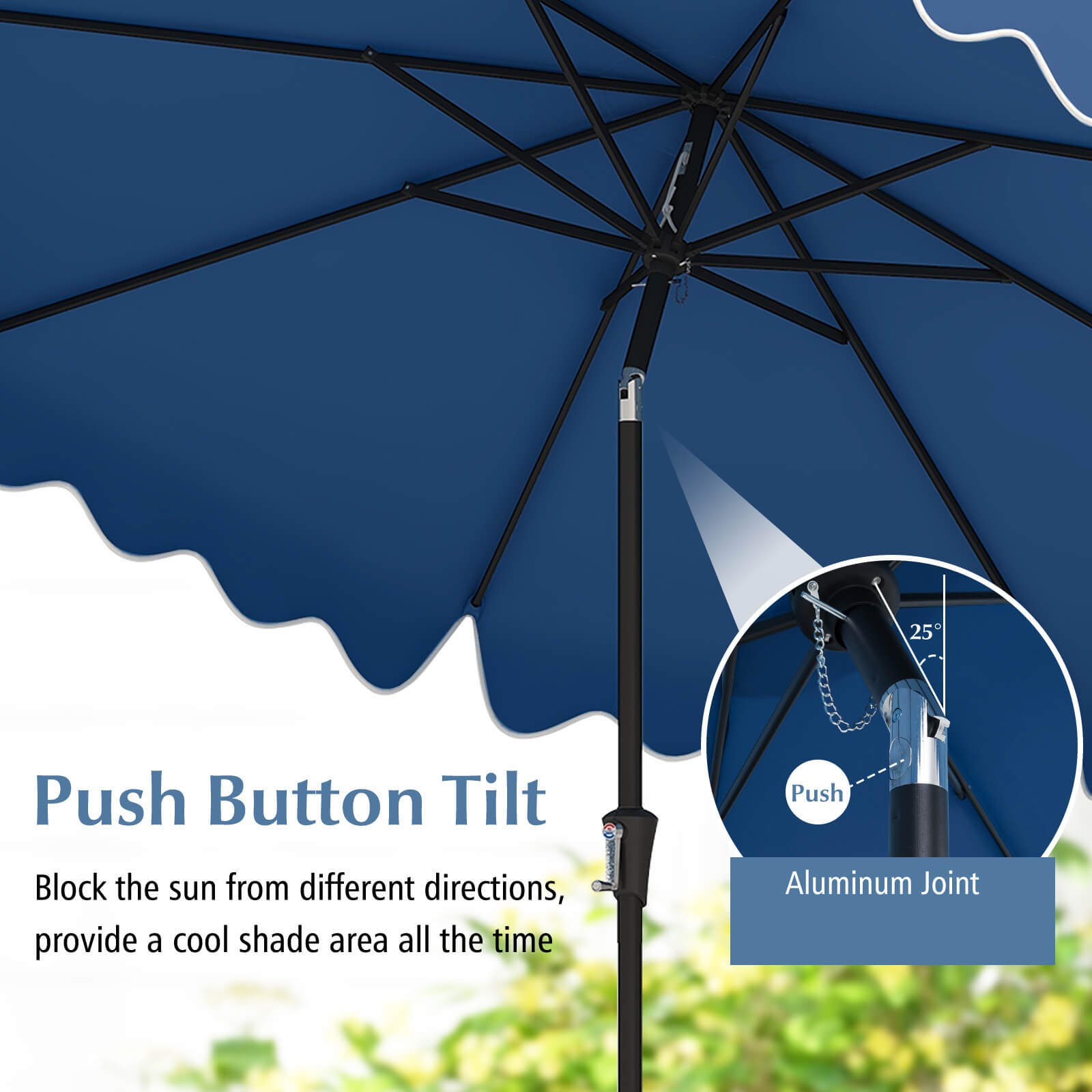 9 FT Patio Umbrella 2-Tier Market Table Umbrella w/ Sun-Protective Canopy