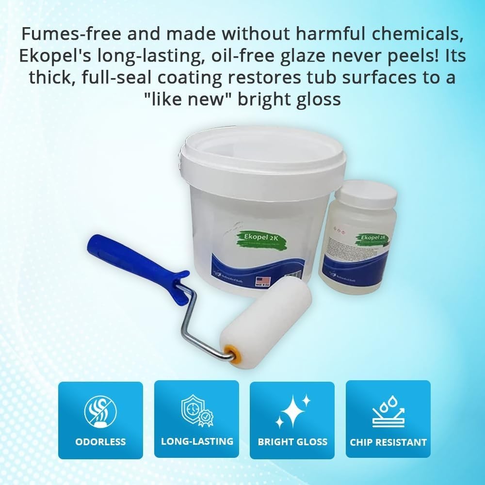 DIY Bathtub Refinishing Kit with Gloss White Finish and Odorless Paint Formula