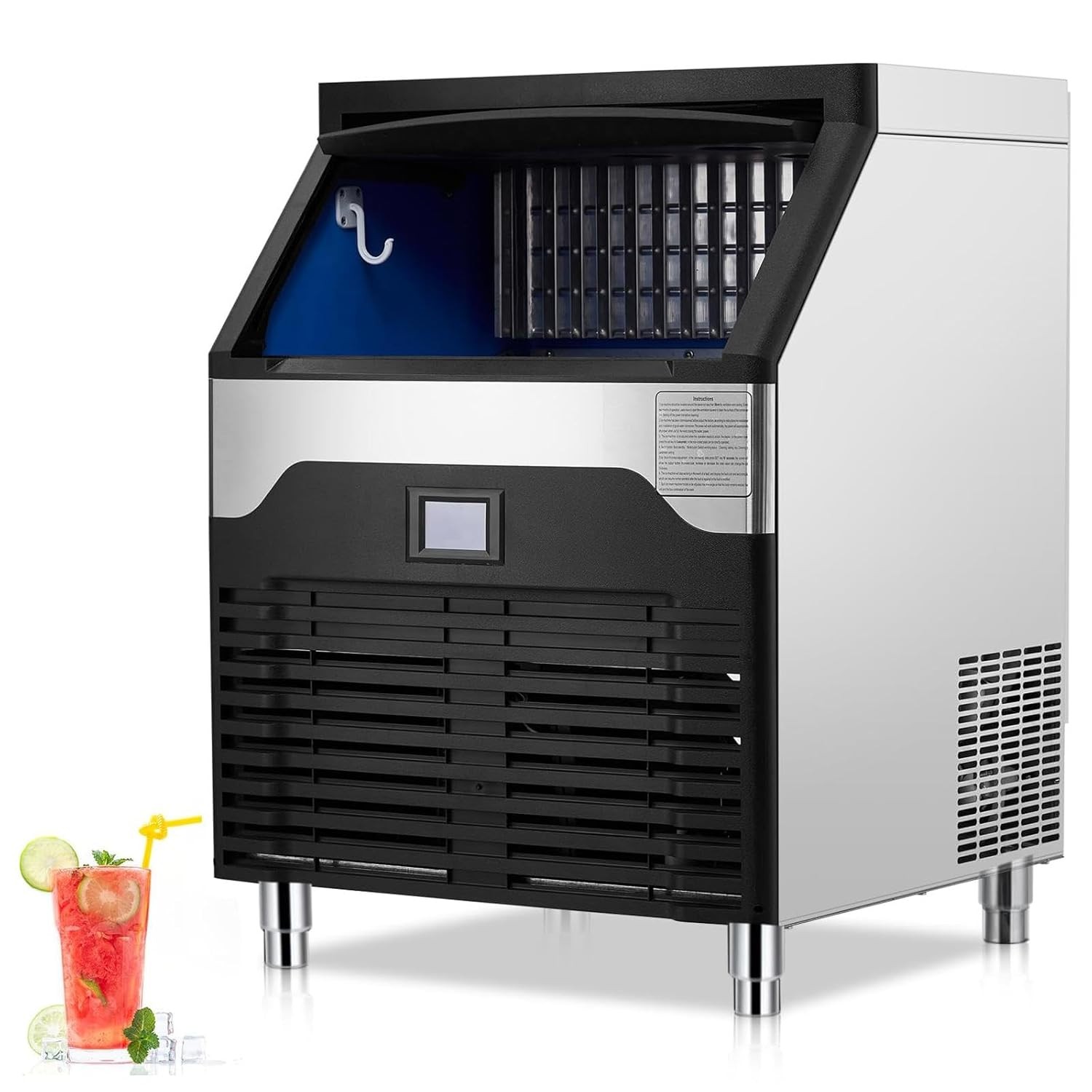 Commercial Ice Maker Freestanding Cabinet Machine 160lbs/24H 100Lbs Storage Bin