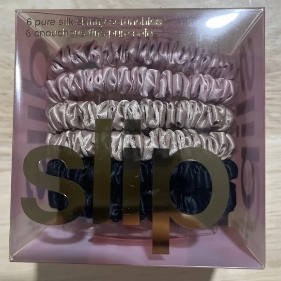 Slip Pure Silk Hair Ties in Black, Pink, and Caramel ( 6 Scrunchies )