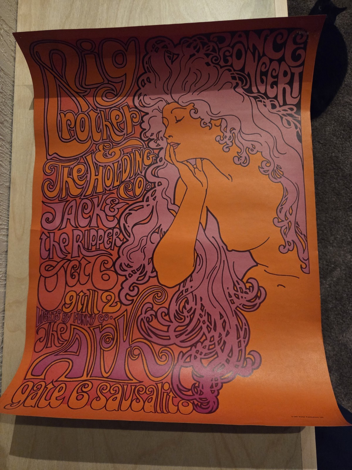 Big Brother Janis Ark Sausalito Poster AOR 2.309 1967 2nd Print RP-2 BG FD