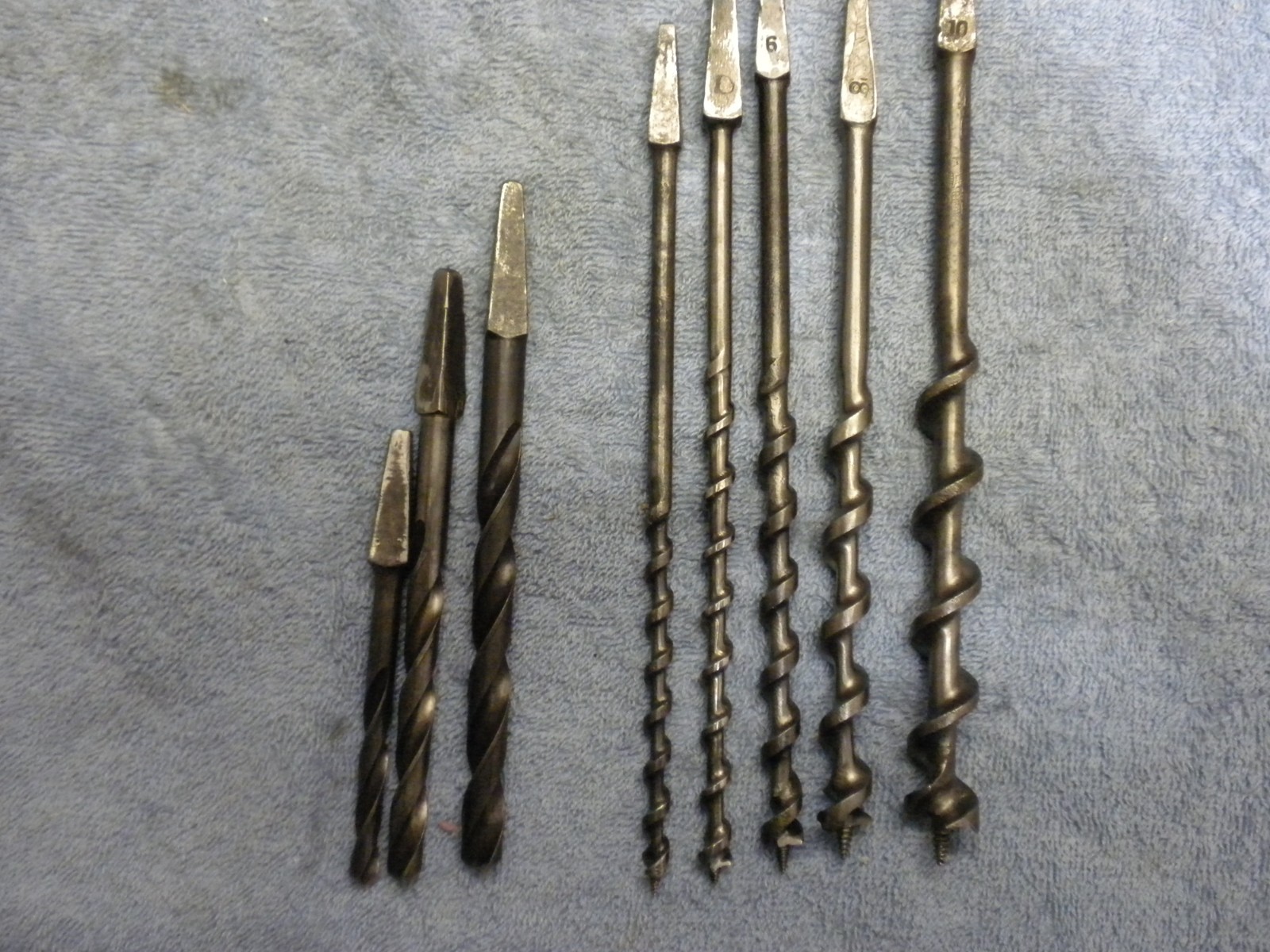 Vintage 8pc Sharp Auger bit set W/HSB & Co. 6" ratcheting brace Work Ready