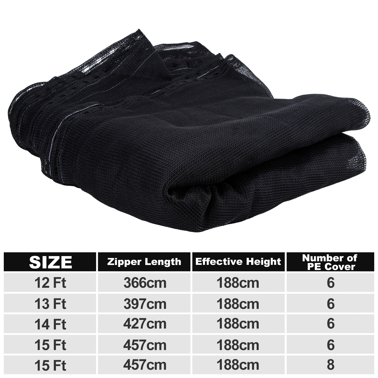 12 13 14 15ft Trampoline Safety Net Replacement Fit 4 6 8 Poles Round Enclosure