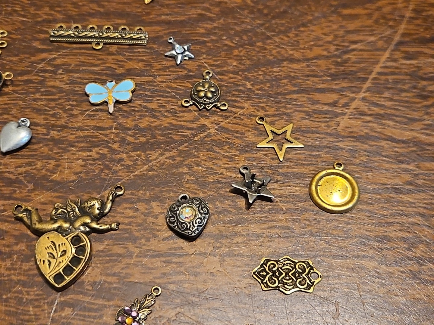 Lot Of 50 Mixed Parts Pcs France Vintage 60s Brass Stampings Findings Jewelry 23