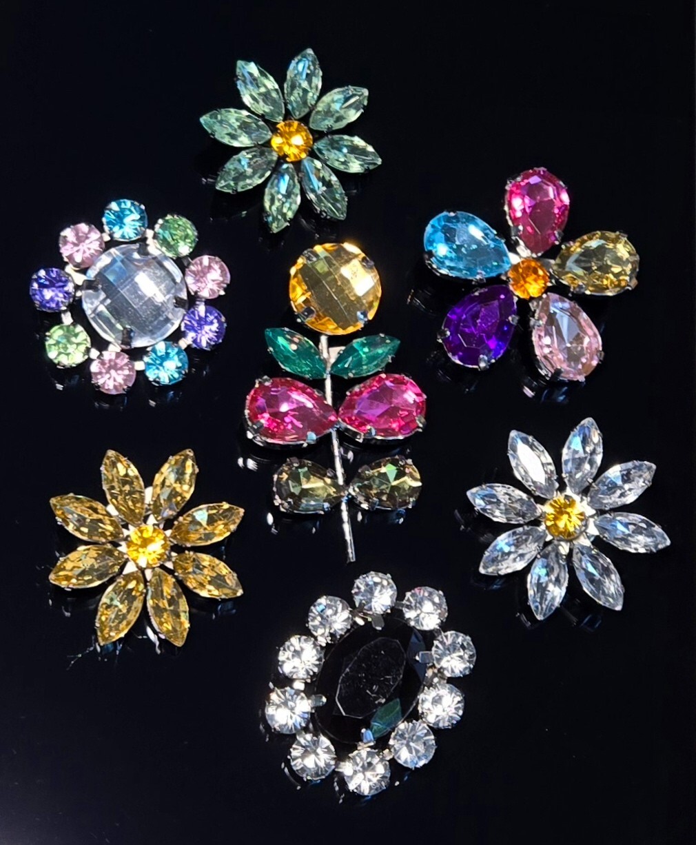 Brooch Lot Mixed Flower Colorful Multi Sample Lot 12 pcs Mix