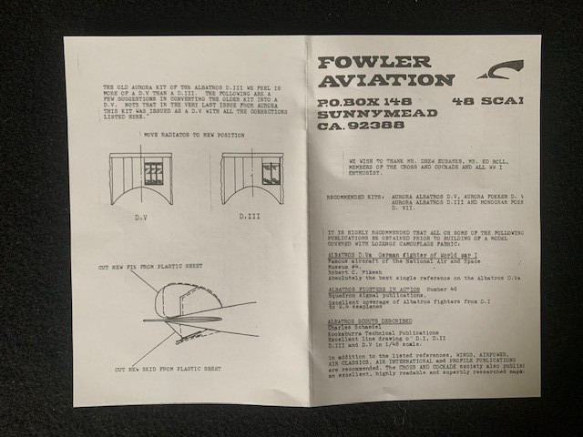 1/48 FOWLER AVIATION LOZENGE DECALS TOP AND BOTTOM SHEETS