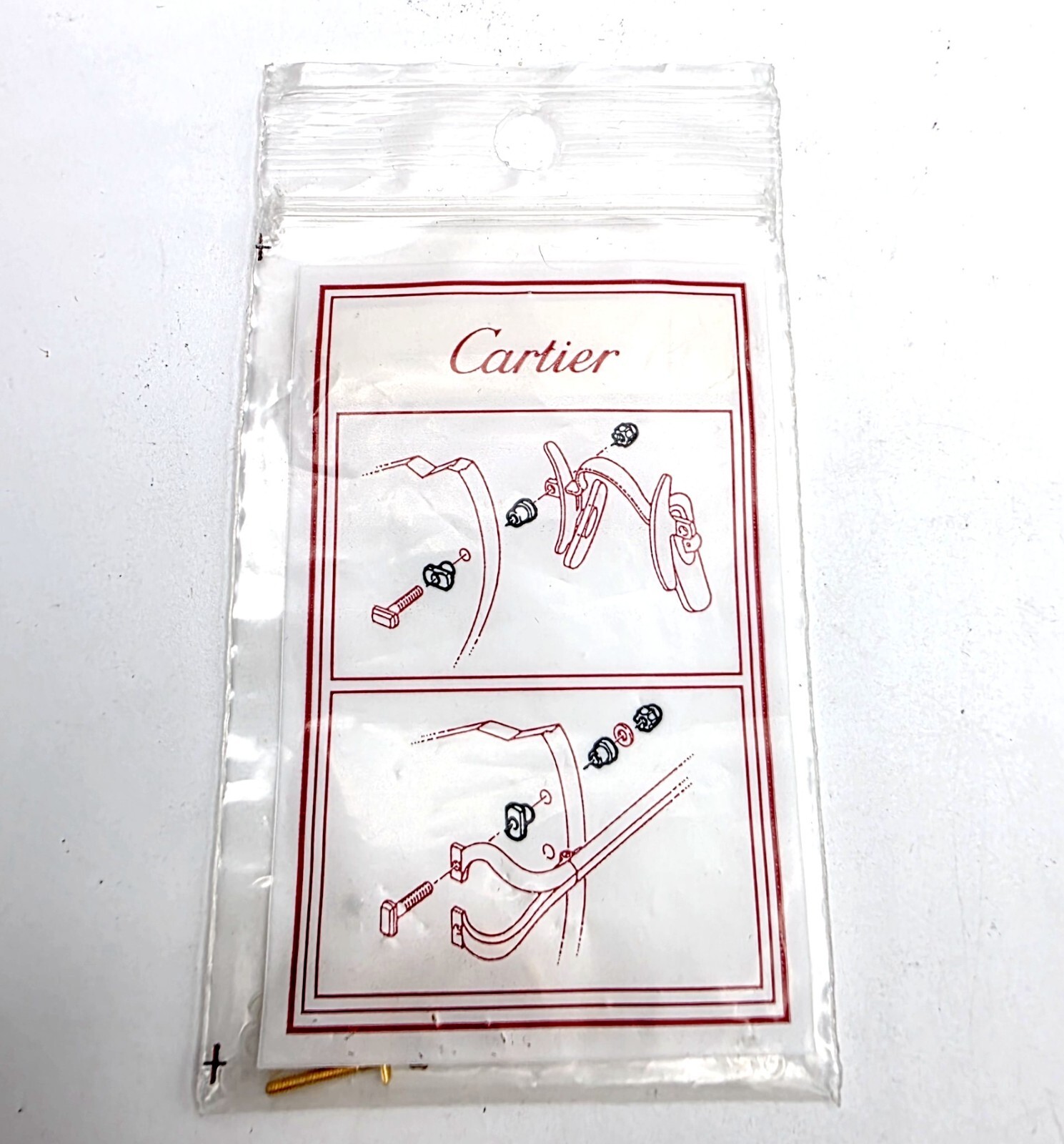 NEW! Auth Curved Rectangle Cartier Screws Full Sets - Gold