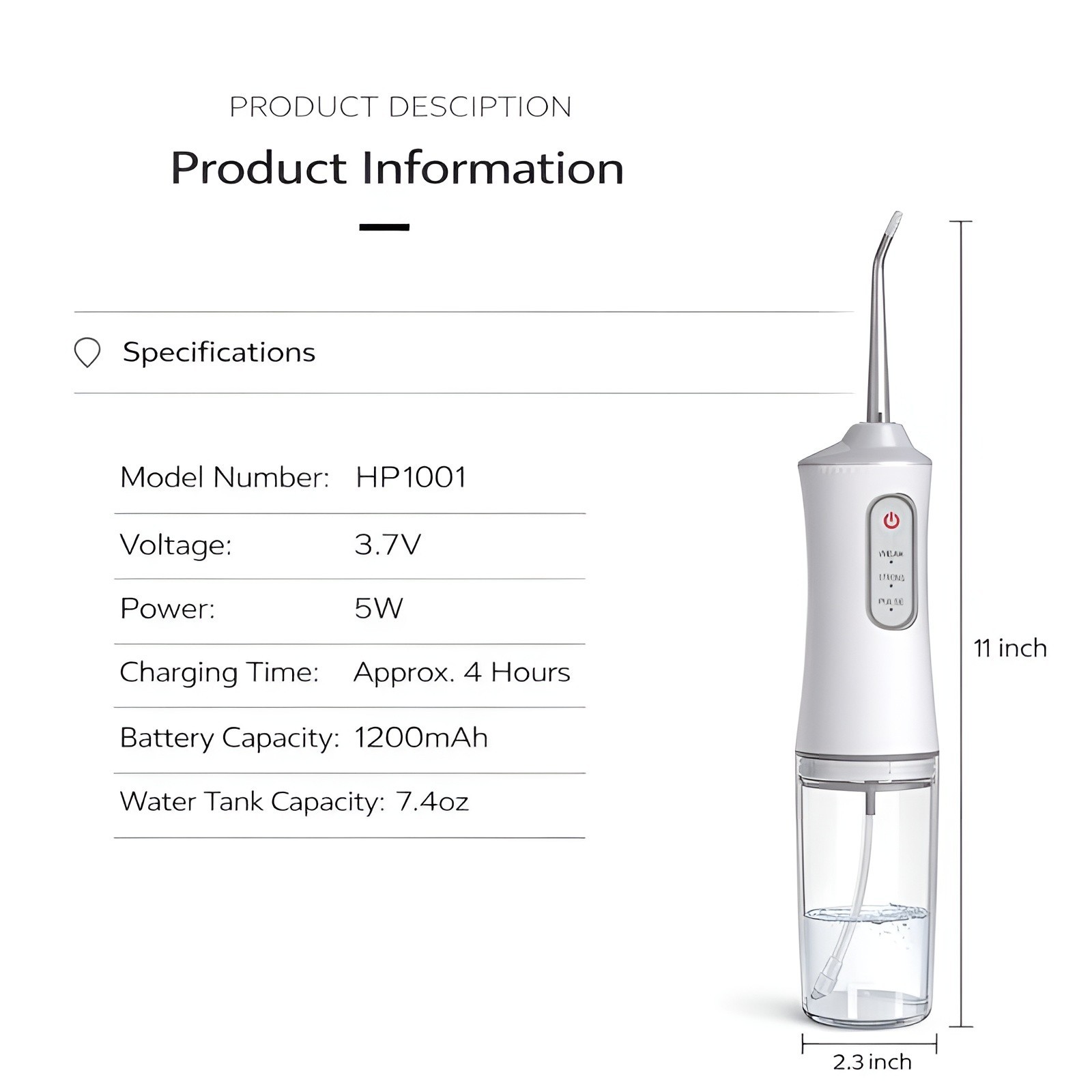Water Flosser Water Pick Cordless Oral Irrigator Dental Teeth Cleaner