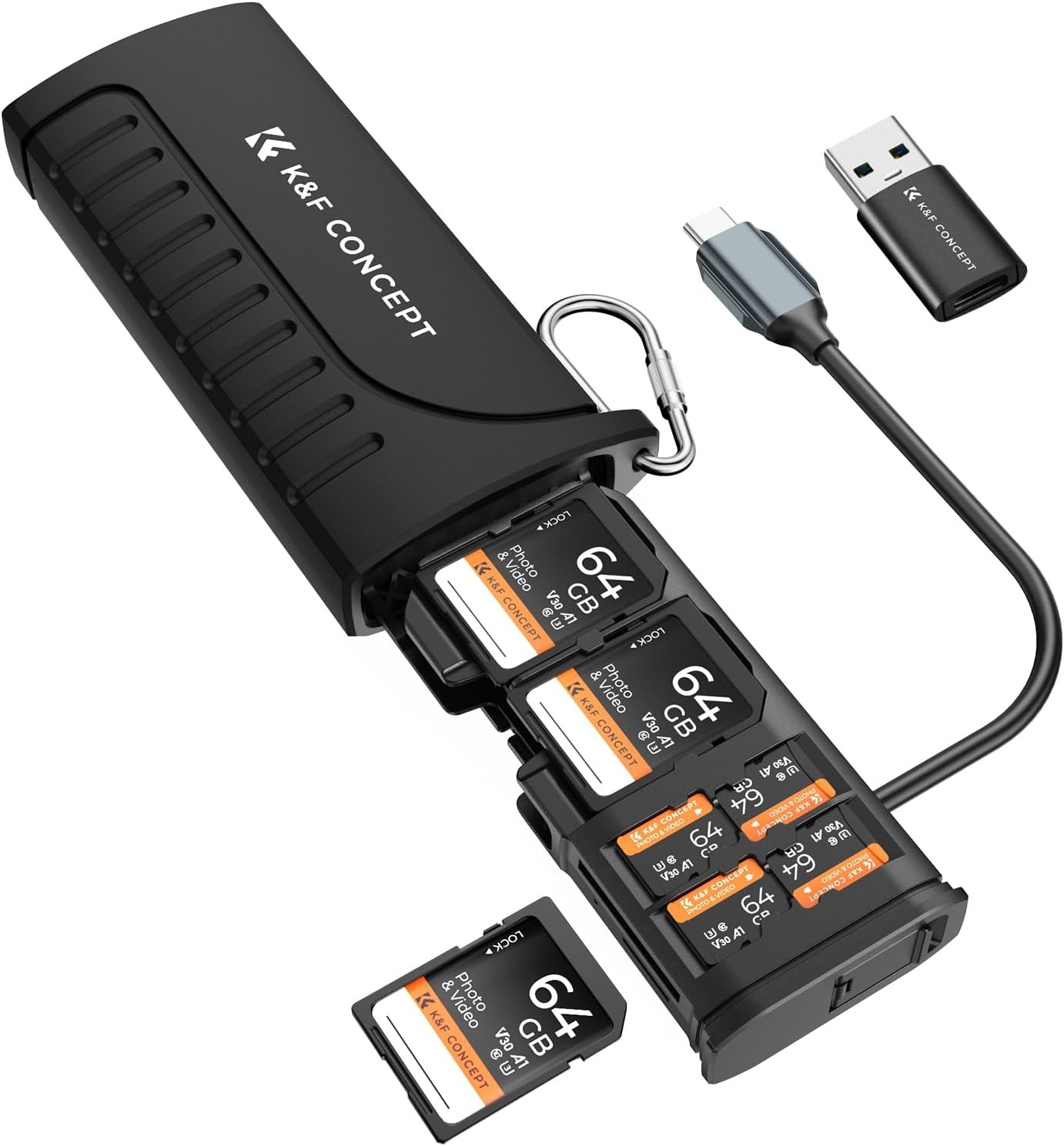 K&F CONCEPT 2-in-1 SD Card Reader Adapter & Memory Card Case for Camera Drones