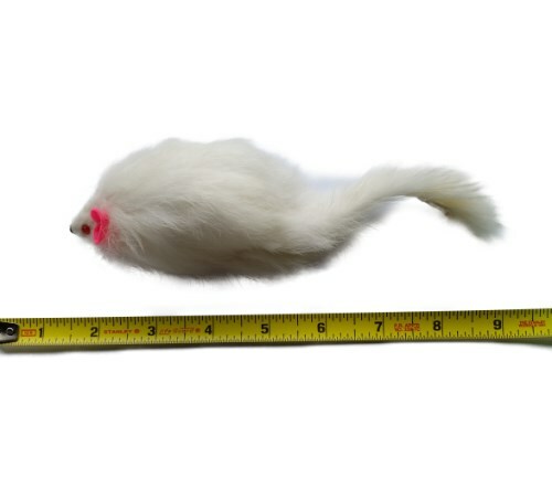 Rabbit Fur Mouse Cat Toy with Squeak Sound - White