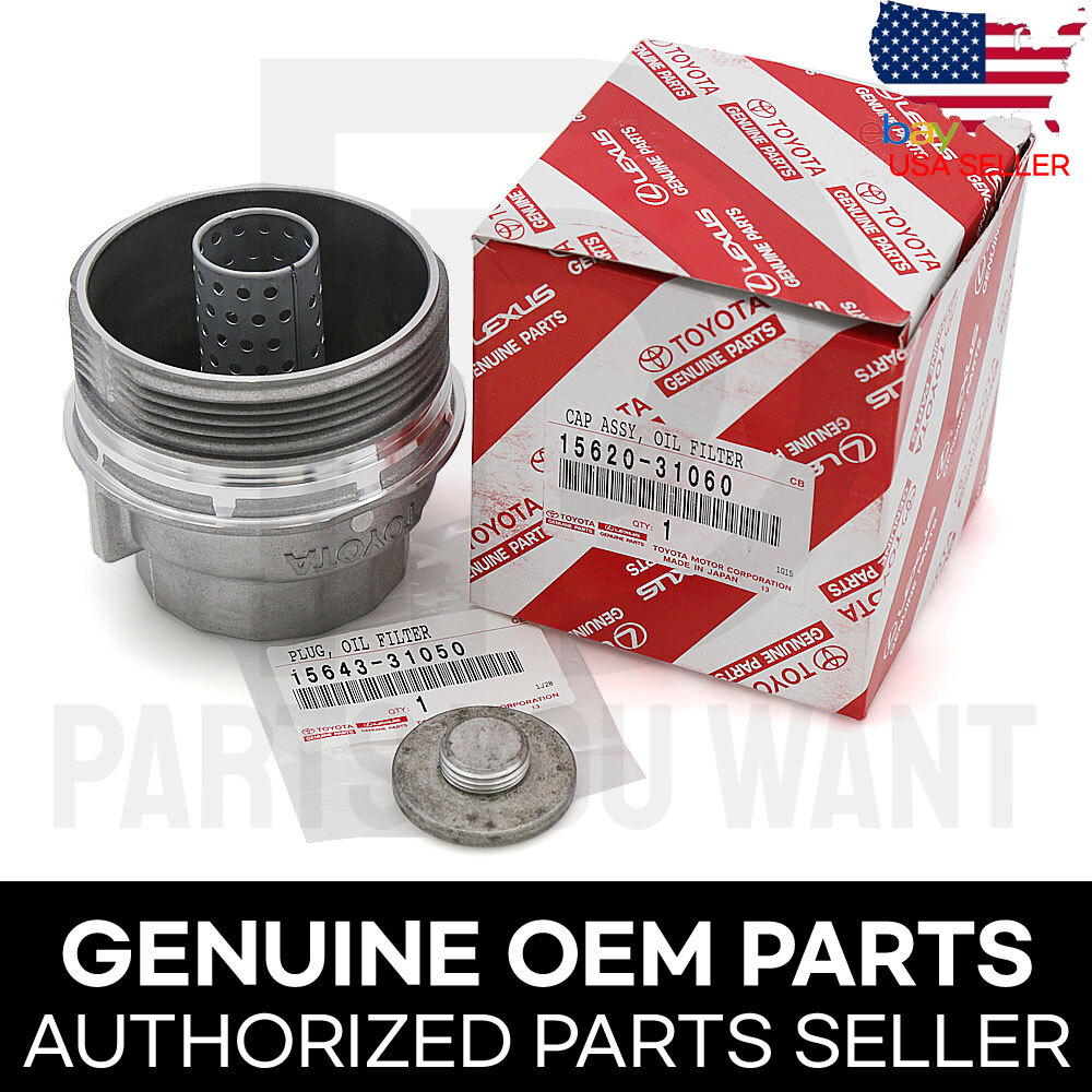 Genuine Toyota OEM Oil Filter Housing Cap Holder 15620-31060 + Plug 15643-31050