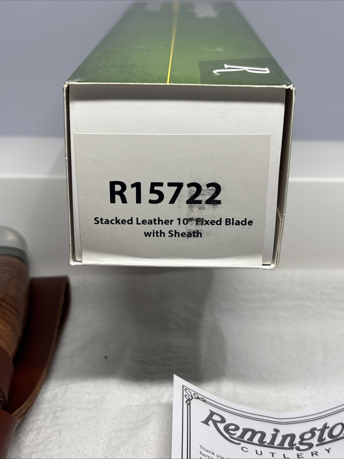 Remington Hunting Knife Fixed Blade Stacked Leather Handle Leather Sheath R15722