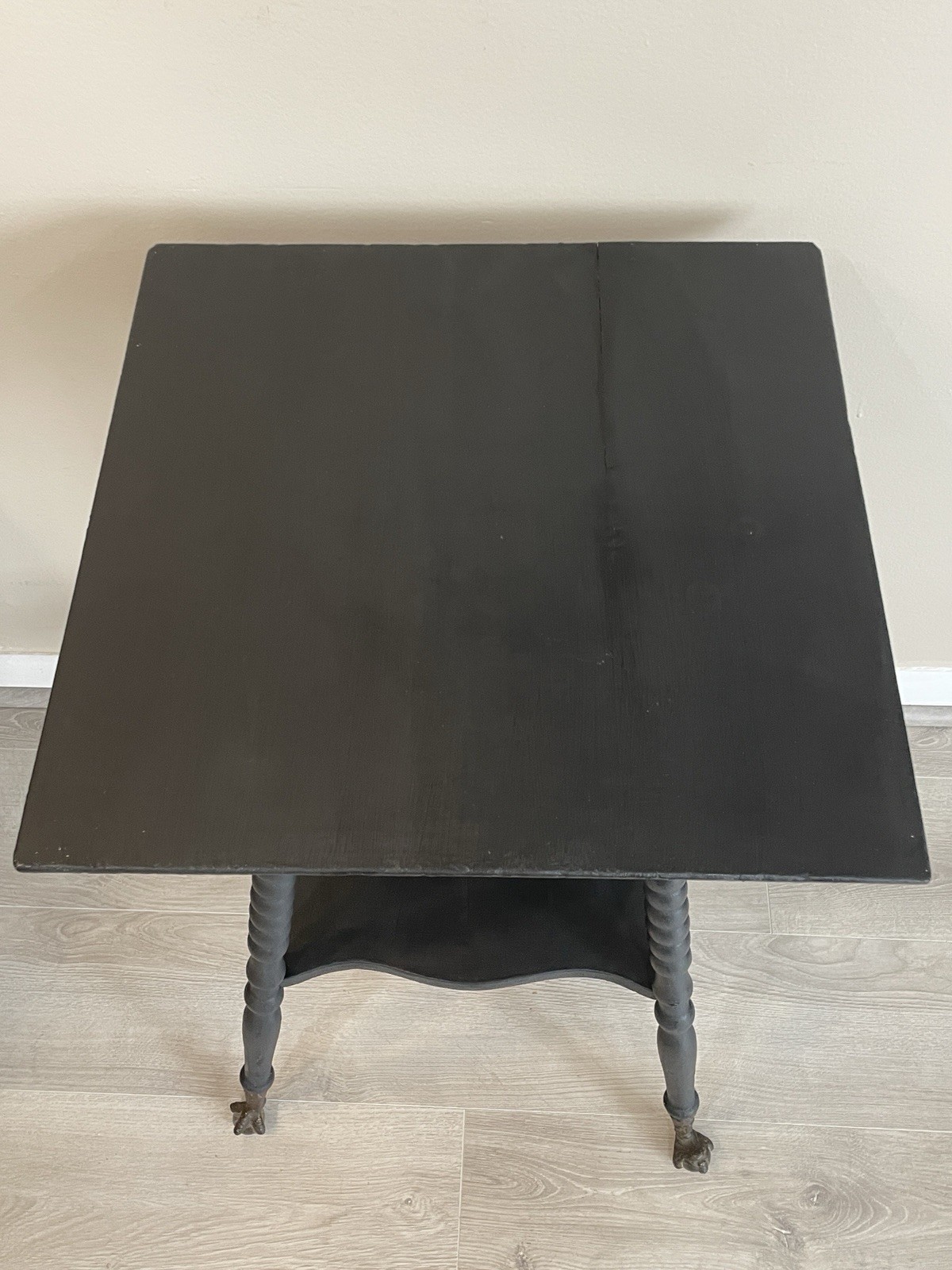 Antique Vintage Victorian Parlor Wooden Glass Ball And Claw Feet Side End Table