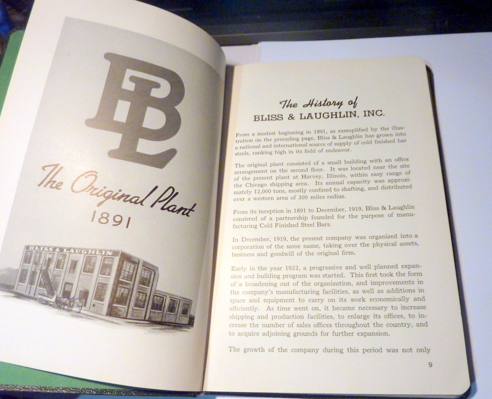 1941 BLISS LAUGHLIN INC COLD FINISHED BAR STEELS 50 YEARS BOOK STEEL US HISTORY