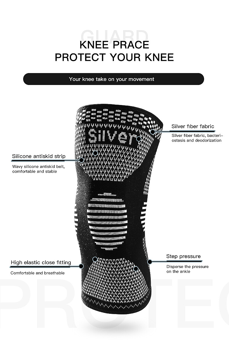 2x Knee Sleeves Copper Silver Compression Brace Support Sport Joint Injury Pain