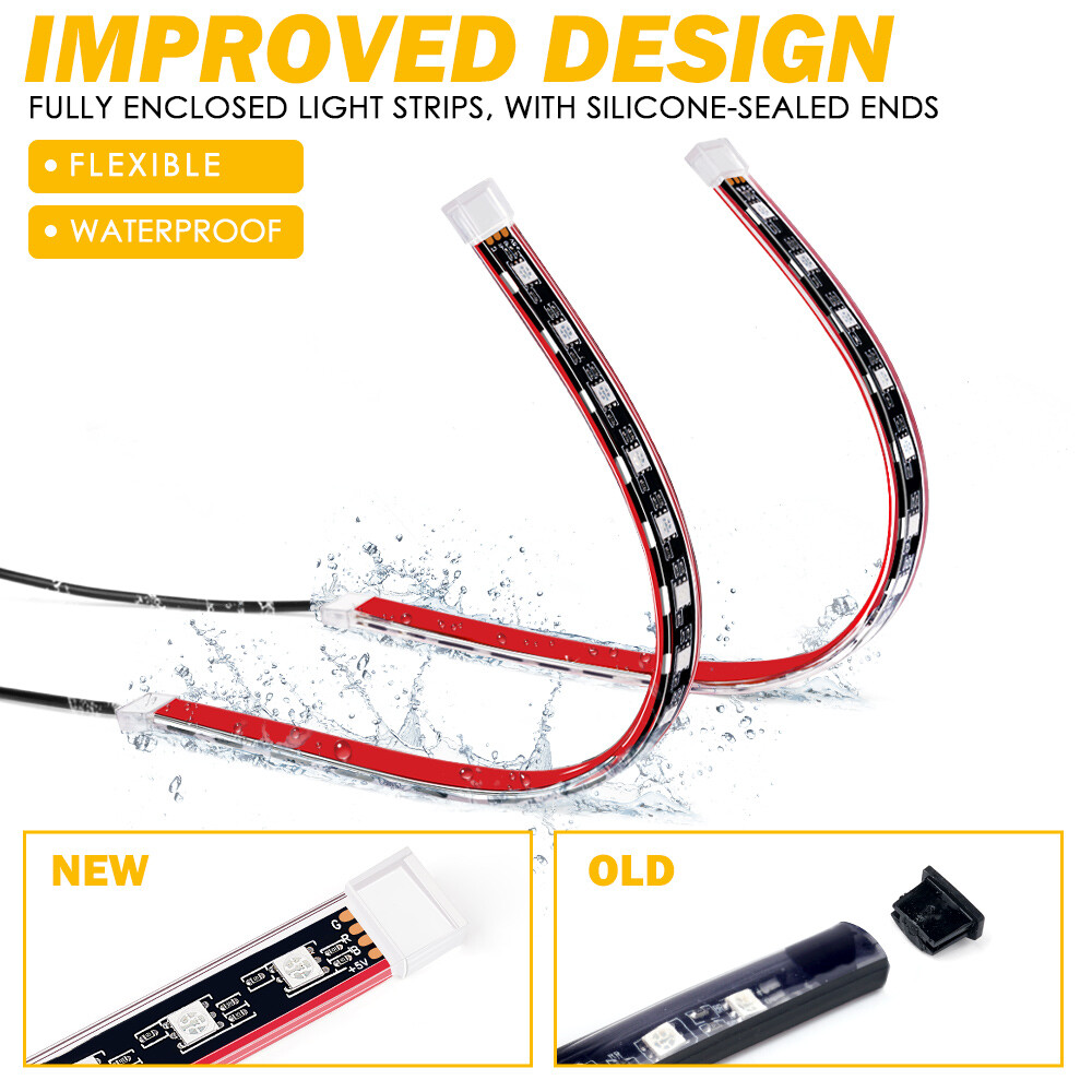 72 LED RGB Lights Car Interior Floor Decor Atmosphere Strips Remote USB Control