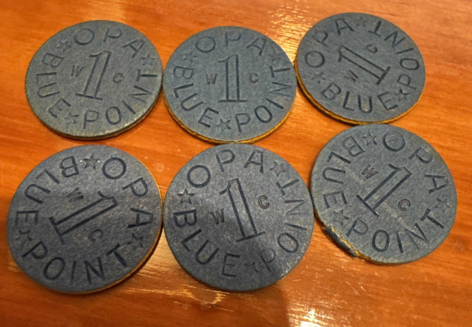 LOT OF 6! OPA Blue Point Ration Token War - WC