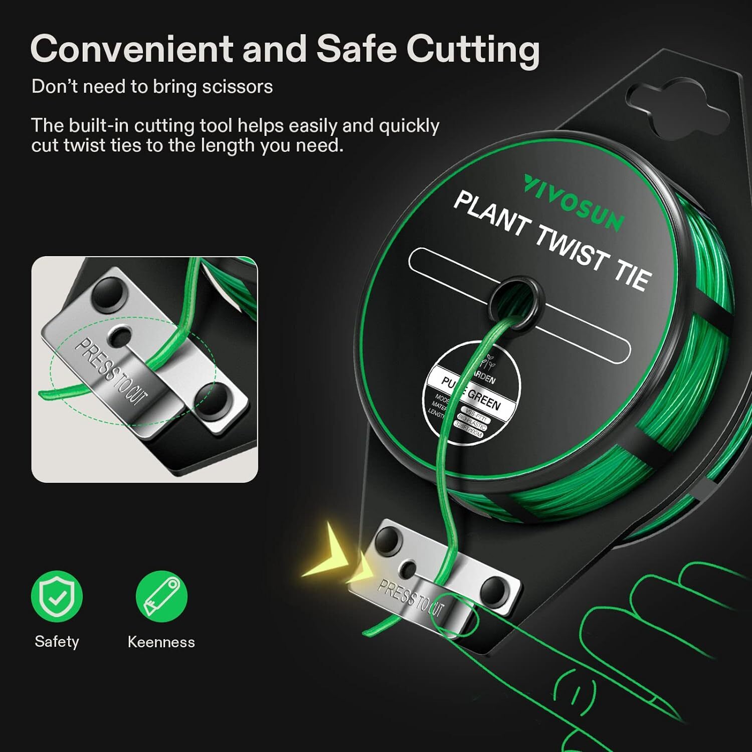 VIVOSUN 164/328ft PE-Coated Twist Tie Wire Roll w/ Cutter Garden Plant Cable Tie