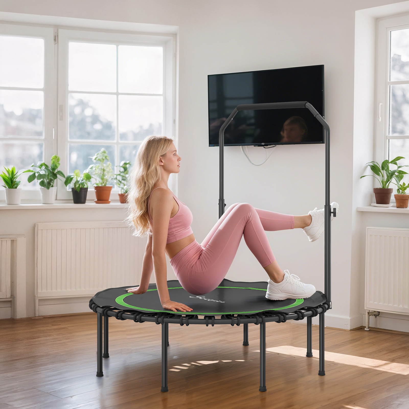 45" Rebounder Trampoline for Adults, Foldable Trampoline, Green