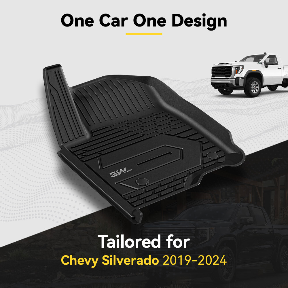 3W Floor Mats For Chevy Silverado / GMC Sierra Crew Cab 2019-2024 Weather Liner
