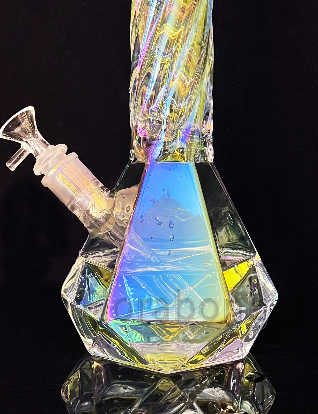 15" Iridescent Glass Bong Percolator Water Pipe Thick Smoking Hookah Beaker