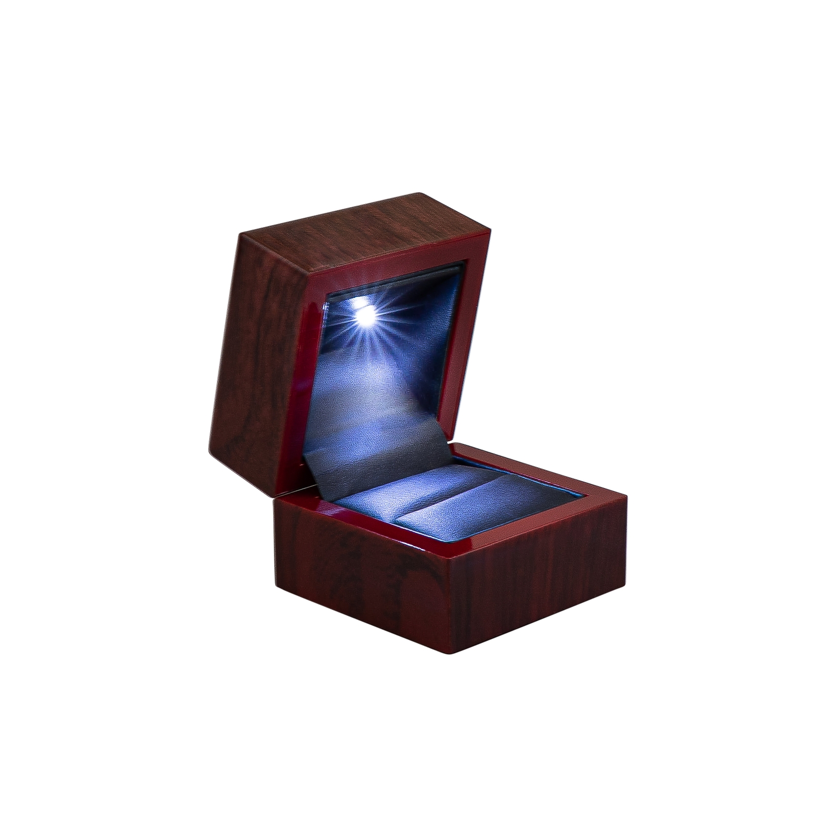 Novel Box Cherry Wood Ring Box, Led Light Ring box for Engagement Proposal