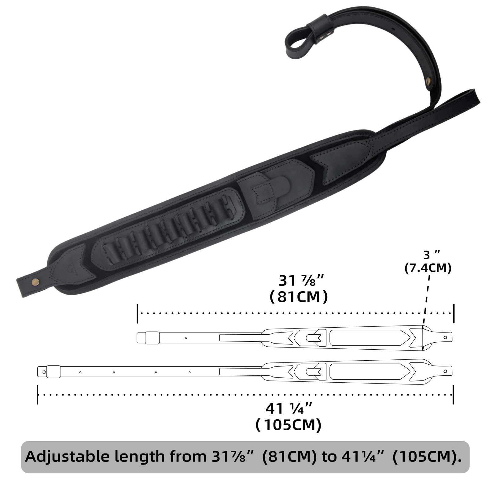 Leather Rifle Carry Sling Shotgun Shoulder Strap for .30-30.22LR 12GA.30-06 .308